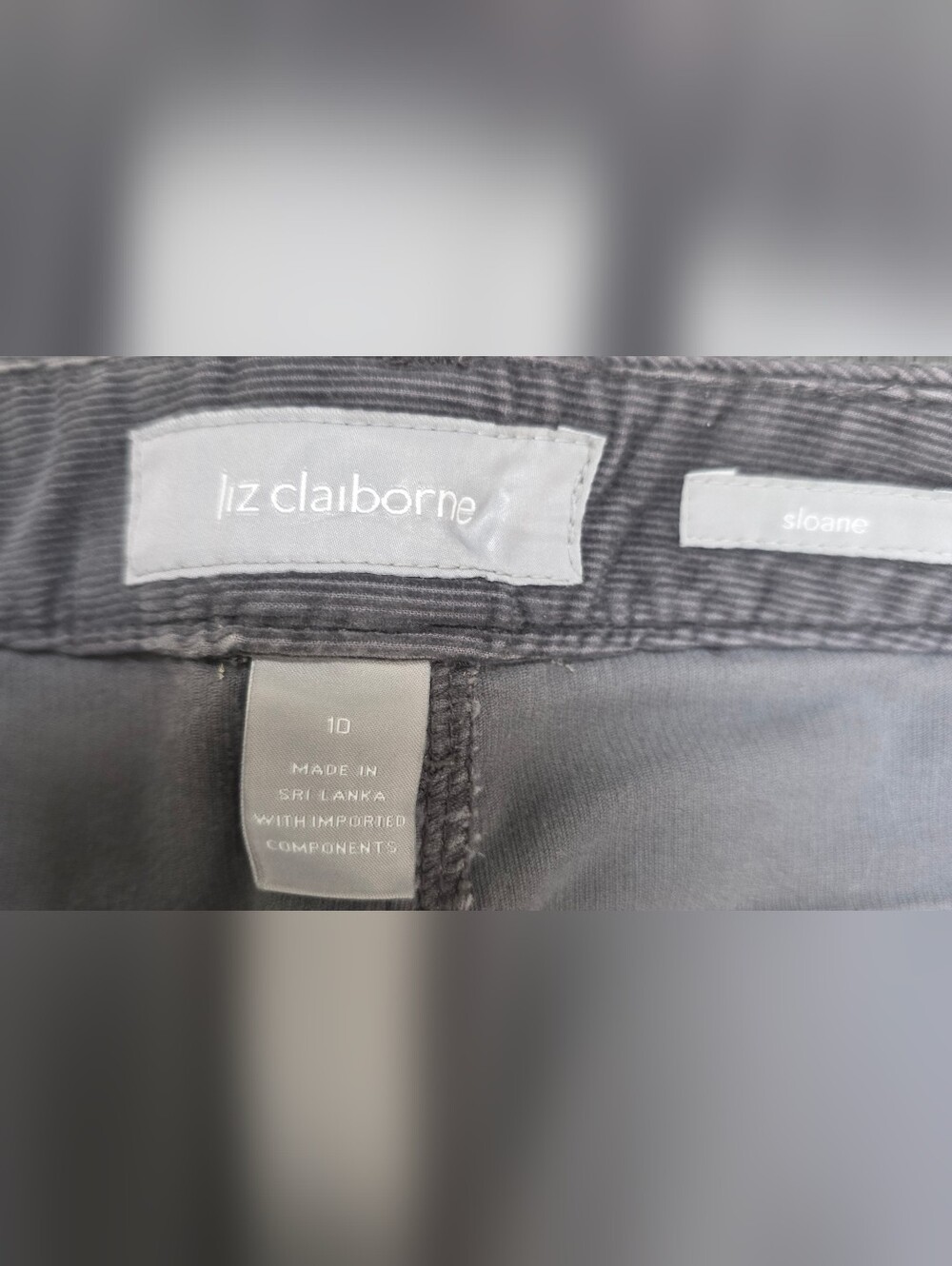 Liz Claiborne Gray Cotton Corduroy Waistband Pants ( Size:10) - Picture 4 of 6